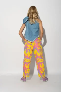 WAVY PRINT BAGGY TROUSERS