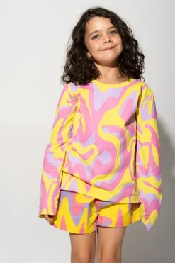 WAVY PRINT LONG SLEEVE TOP