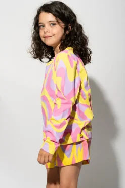 WAVY PRINT LONG SLEEVE TOP