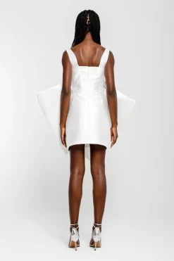 WHITE BIG BOW MINI DRESS
