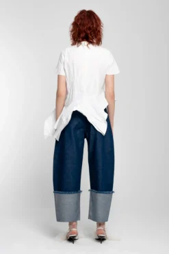WHITE CAP SLEEVE PLISSE T-SHIRT