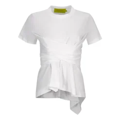WHITE CROSS WAIST DRAPE T-SHIRT