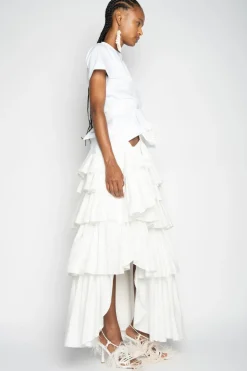 WHITE CROSS WAIST DRAPE T-SHIRT