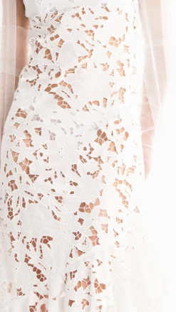 WHITE EMBROIDERED STRAP DRESS WITH PEPLUM