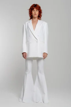 WHITE EXTREME FLARE TROUSERS