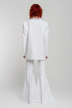 WHITE EXTREME FLARE TROUSERS