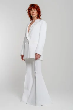 WHITE EXTREME FLARE TROUSERS
