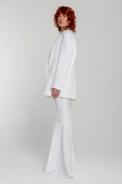 WHITE EXTREME FLARE TROUSERS