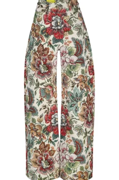 WHITE FLORAL BROCADE BOYFRIEND TROUSERS