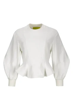 WHITE FRILL HEM SWEATSHIRT