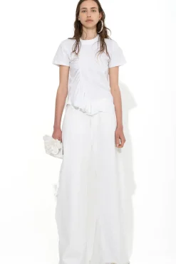 WHITE GATHERED T-SHIRT