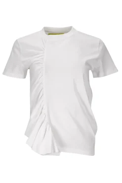 WHITE GATHERED T-SHIRT