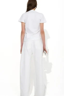 WHITE GATHERED T-SHIRT