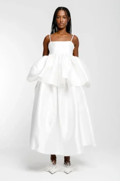 WHITE HIGH WAIST PLEATED FULL SKIRT