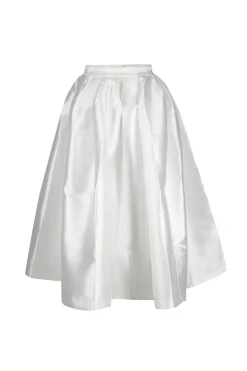 WHITE HIGH WAIST PLEATED FULL SKIRT