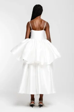 WHITE HIGH WAIST PLEATED FULL SKIRT