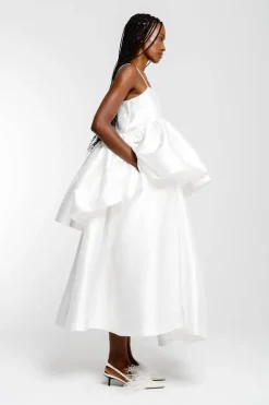 WHITE HIGH WAIST PLEATED FULL SKIRT