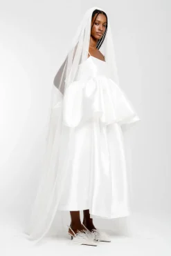 WHITE HIGH WAIST PLEATED FULL SKIRT