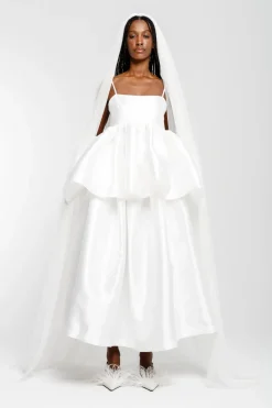 WHITE HIGH WAIST PLEATED FULL SKIRT