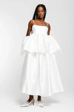 WHITE HIGH WAIST PLEATED FULL SKIRT