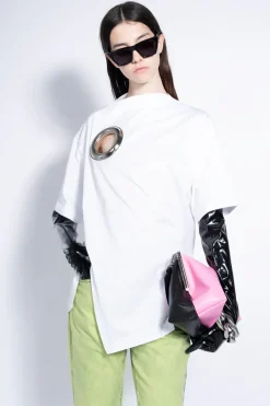 WHITE OVERSIZED T-SHIRT WITH BIG EYELET