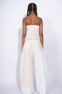 WHITE PATCHWORK BOYFRIEND TROUSERS
