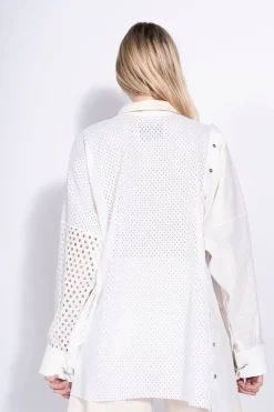 WHITE PATCHWORK DECONSTRUCTED SHIRT