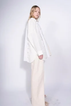 WHITE PATCHWORK DECONSTRUCTED SHIRT