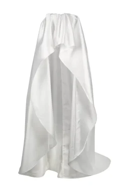 WHITE PLEATED STRAPLESS TRAIN TOP