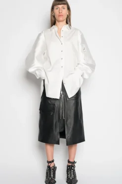 WHITE SHIRT WITH BOMBER SLEEVE