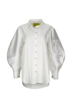 WHITE SHIRT WITH BOMBER SLEEVE