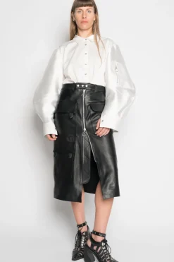 WHITE SHIRT WITH BOMBER SLEEVE