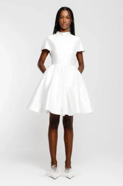WHITE SHORT SLEEVE PUFF SKIRT DRESS