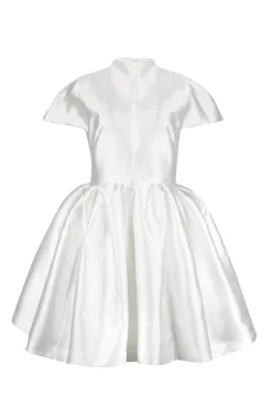 WHITE SHORT SLEEVE PUFF SKIRT DRESS