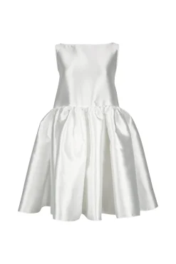 WHITE SHORT SLEEVELESS PUFF DRESS