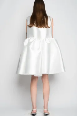 WHITE SHORT SLEEVELESS PUFF DRESS