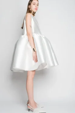 WHITE SHORT SLEEVELESS PUFF DRESS