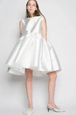 WHITE SHORT SLEEVELESS PUFF DRESS
