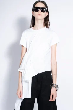 WHITE T-SHIRT WITH SIDE BOW