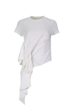 WHITE T-SHIRT WITH SIDE BOW