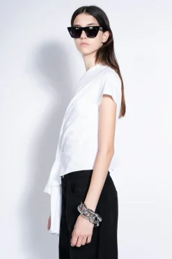 WHITE T-SHIRT WITH SIDE BOW