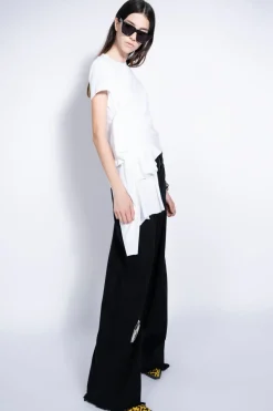 WHITE T-SHIRT WITH SIDE BOW