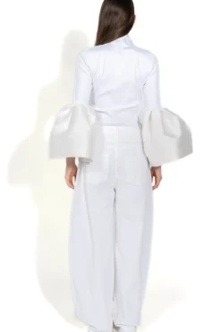 WHITE TURTLENECK PUFF SLEEVE TOP