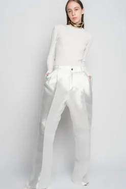 WHITE WIDE LEG TROUSERS