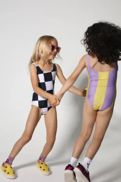 YELLOW AND LILAC SWIMSUIT