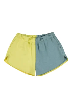 YELLOW AND TURQUOISE SHORTS