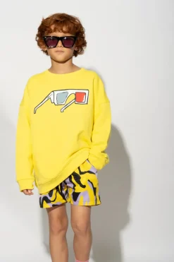 YELLOW 3D GLASSES PRINT SWEATSHIRT