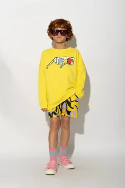 YELLOW 3D GLASSES PRINT SWEATSHIRT