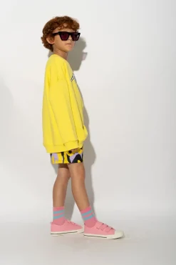 YELLOW 3D GLASSES PRINT SWEATSHIRT