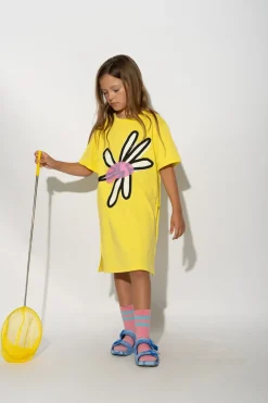 YELLOW DAISY PRINT T-SHIRT DRESS
